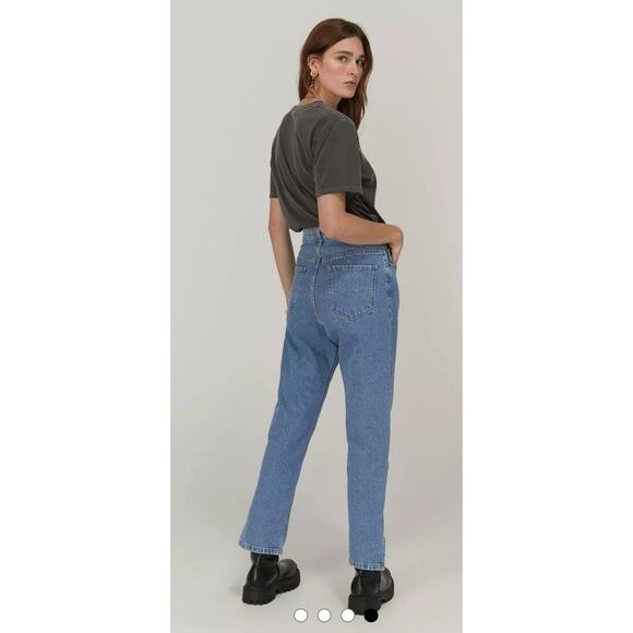Nasty Gal Women 8 Light Wash Split Hem 100% Cotton Denim Mom Jeans - Picture 4 of 9